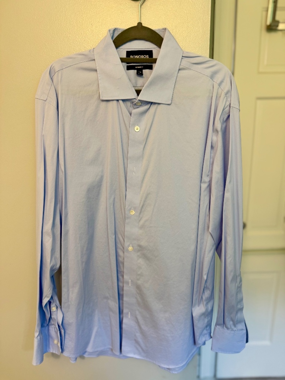 Bonobos Mens Jetsetter Stretch Dress Shirt Light Blue 17.5/35